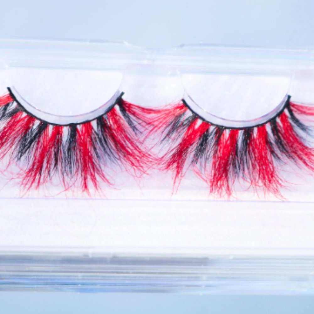 Red and Black Mink Colored Eyelashes (Mighty Melon)